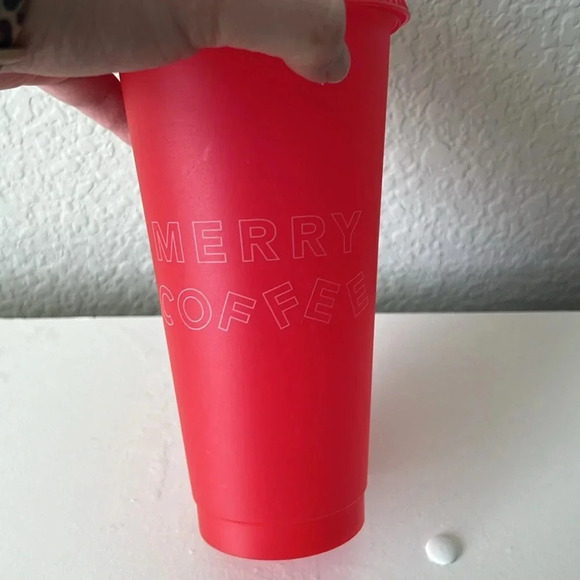 3/$24 Starbucks "Merry Coffee" Red Reusable Cold Cup with Candy Cane Straw - Picture 2 of 6